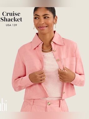CAbi Cruise Shacket In Nantucket Red Linen Blend Style Number 6707